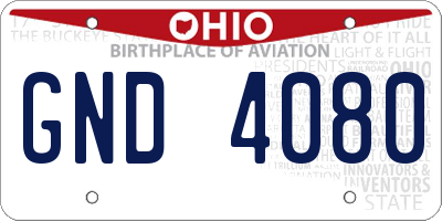 OH license plate GND4080