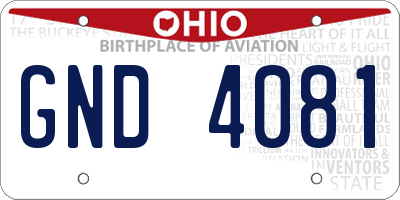 OH license plate GND4081