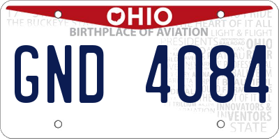OH license plate GND4084
