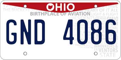 OH license plate GND4086