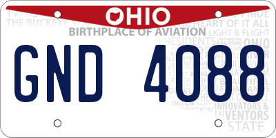 OH license plate GND4088
