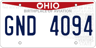 OH license plate GND4094