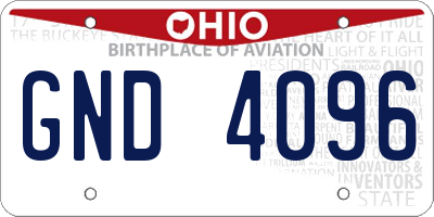 OH license plate GND4096