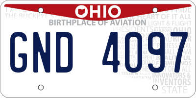 OH license plate GND4097
