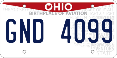 OH license plate GND4099