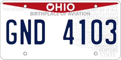OH license plate GND4103