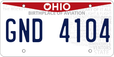 OH license plate GND4104