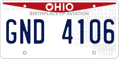 OH license plate GND4106
