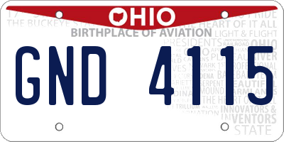 OH license plate GND4115