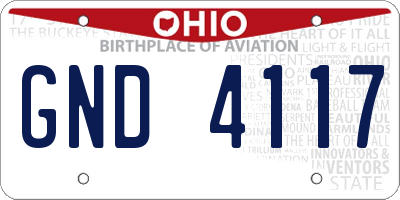 OH license plate GND4117