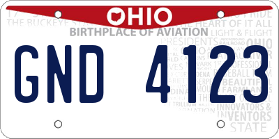 OH license plate GND4123