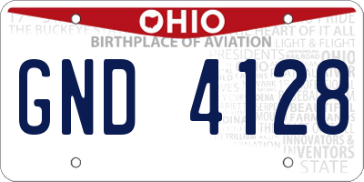 OH license plate GND4128