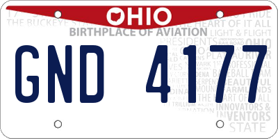 OH license plate GND4177