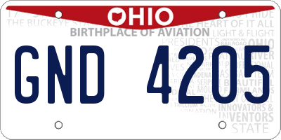 OH license plate GND4205