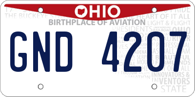 OH license plate GND4207