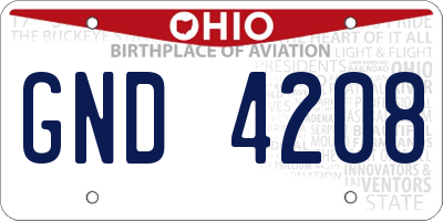 OH license plate GND4208