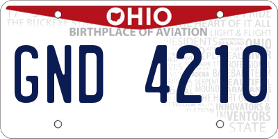 OH license plate GND4210