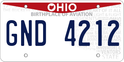 OH license plate GND4212