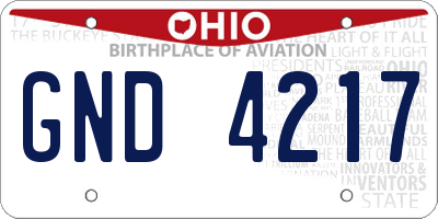 OH license plate GND4217