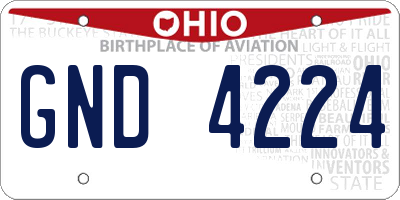 OH license plate GND4224
