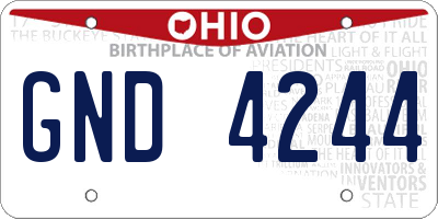 OH license plate GND4244