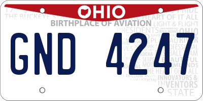 OH license plate GND4247