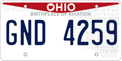 OH license plate GND4259