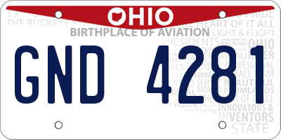 OH license plate GND4281