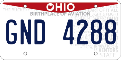 OH license plate GND4288