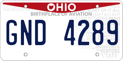OH license plate GND4289