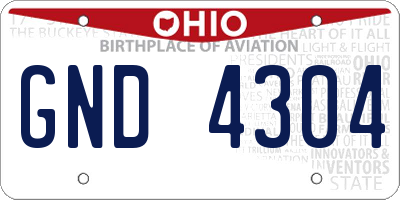 OH license plate GND4304