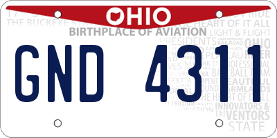 OH license plate GND4311