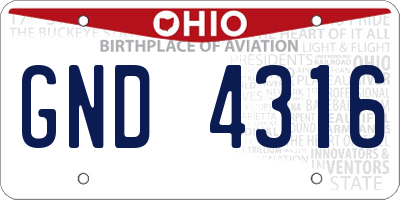 OH license plate GND4316