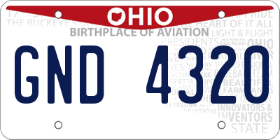 OH license plate GND4320