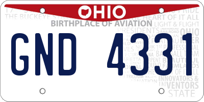 OH license plate GND4331