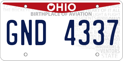 OH license plate GND4337