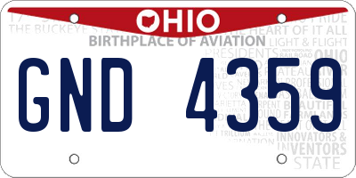 OH license plate GND4359