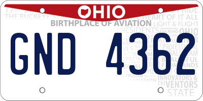 OH license plate GND4362