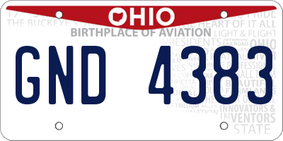 OH license plate GND4383