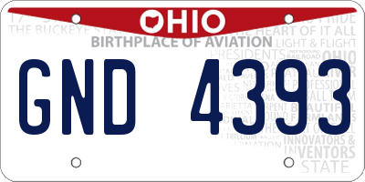 OH license plate GND4393