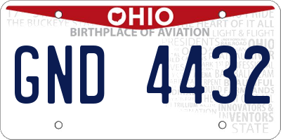 OH license plate GND4432
