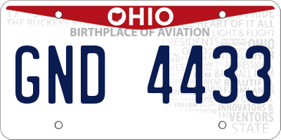 OH license plate GND4433