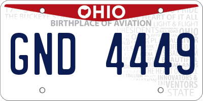 OH license plate GND4449