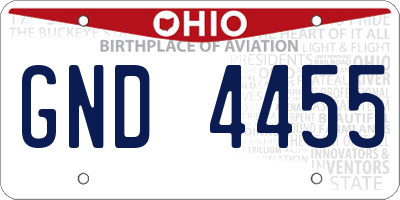 OH license plate GND4455