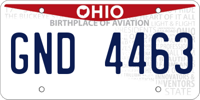 OH license plate GND4463