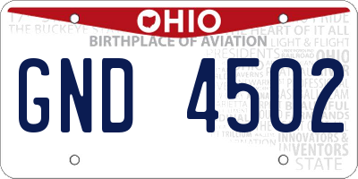 OH license plate GND4502