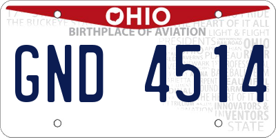 OH license plate GND4514