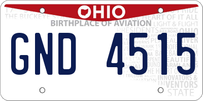 OH license plate GND4515