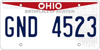 OH license plate GND4523