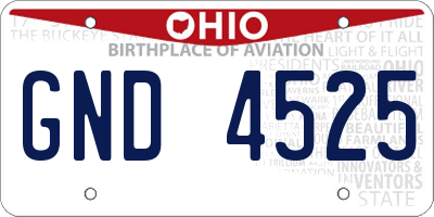 OH license plate GND4525